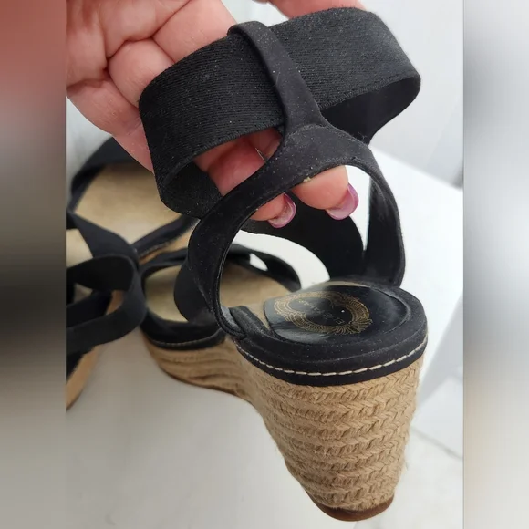 Elie Tahari Black Espradrille Platform Elastic Sandals EUC - Picture 8 of 10